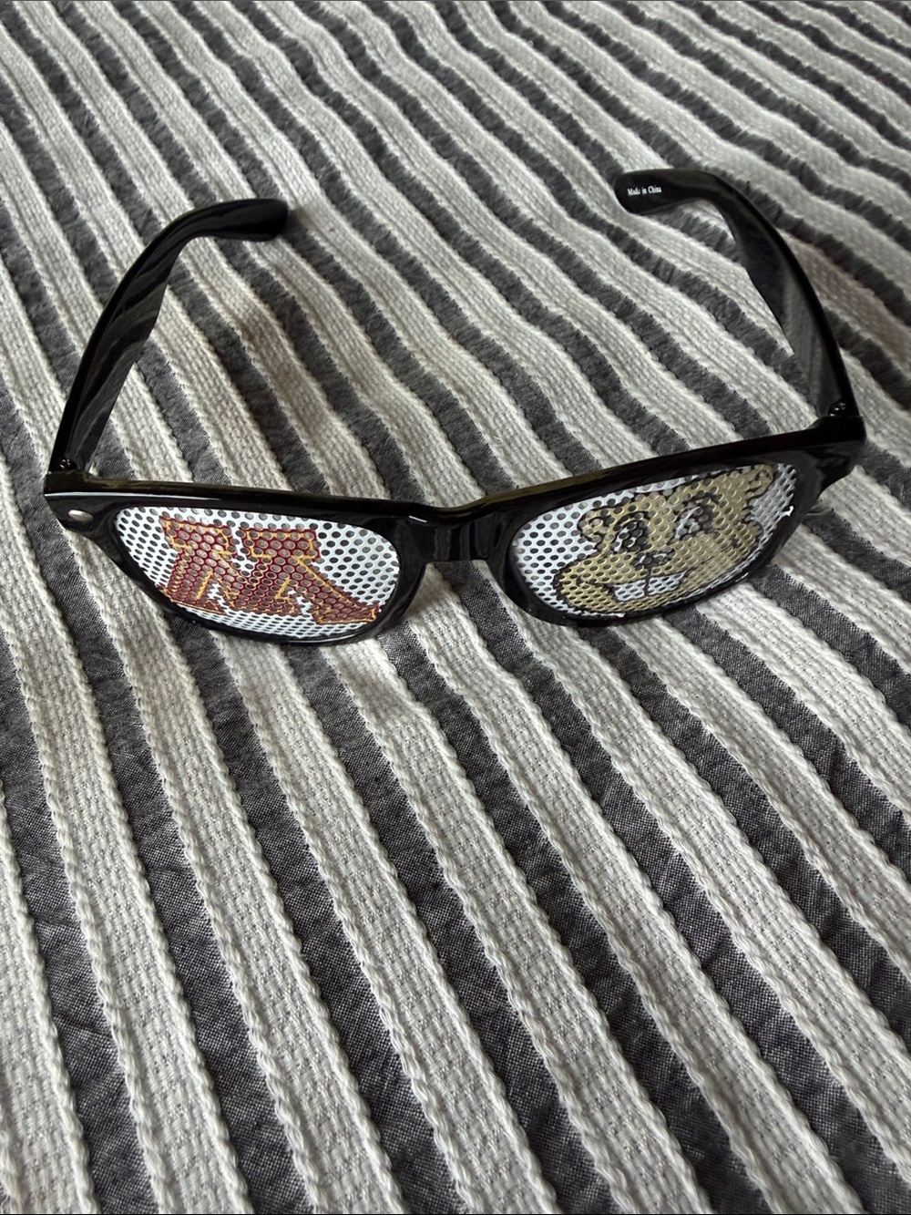 Black Perforated Fan Sunglasses Minnesota Gophers Team Graphics men or women